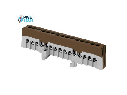 Zbernica na DIN lištu izolovaná hnedá IP20, mostík hnedý L15 15x16mm2