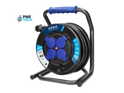 ORNO predlžovací kábel na bubne 4 pevné zásuvky 20 metrový H07RN-F 3x2.5mm2 guma
