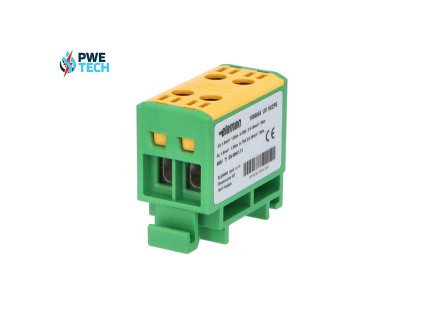 Svorka univerzálna dvojitá UK 16/2 PE 85A, 2x16mm2 1pól, AL/CU, krytá, zeleno-žltá, na DIN lištu