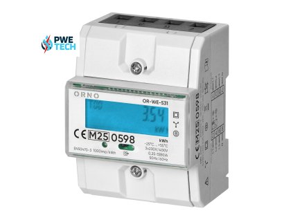 Elektromer trojfázový obojsmerný na DIN lištu ORNO OR-WE-531 0,25-80A MID reset