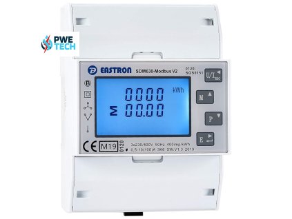 Elektromer 3F na DIN lištu trojfázový EASTRON 2-tarif SDM630MCT-2T V2 X/5A MID Modbus-RTU polopriamy