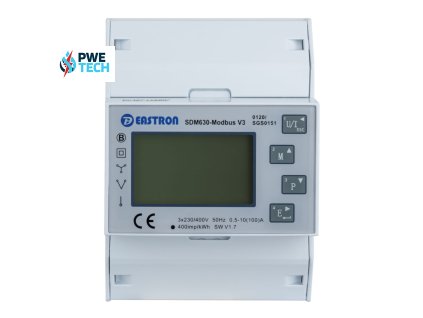 Elektromer 3F na DIN lištu trojfázový EASTRON SDM 630 M V3 MID Modbus-RTU 100A