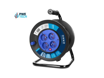 ORNO predlžovací kábel na bubne 4 pevné zásuvky + clonky 30 metrový H05VV-F 3x1mm2 PVC