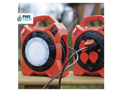 Bubon predlžovací s 20W led reflektorom 20m/4 zásuvky kábel guma H05RR-F3G 3x1,5mm2