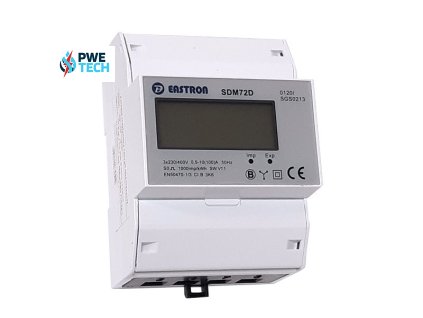 Elektromer 3F na DIN lištu trojfázový digitálny VCX EASTRON SDM72 D MID 100A