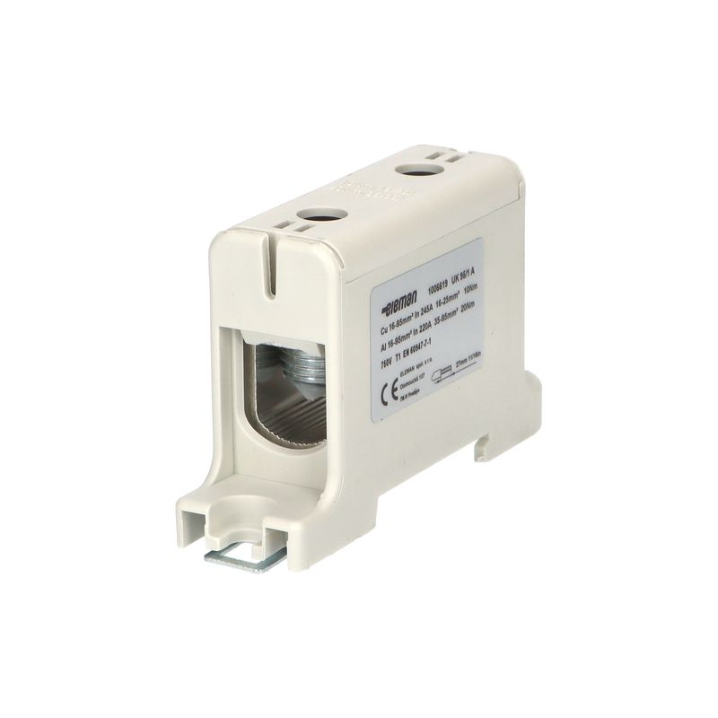 Svorka univerzálna UK 95/1 A, 245A, 1x95mm2 1pól., AL/CU, krytá, sivá, na DIN a Montážnu dosku