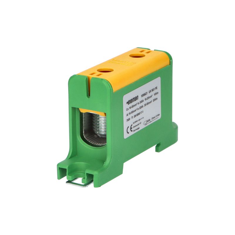 Svorka univerzálna UK 95/1 PE, 245A, 1x95mm2 1pól., AL/CU, krytá, zeleno-žltá, na DIN a Montážnu dosku