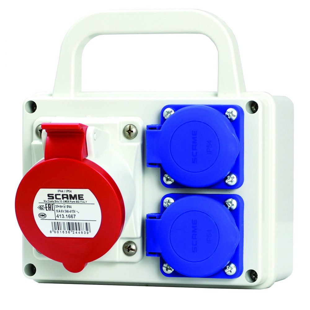 SCAME Zásuvková rozvodnica E-BOX 686H.122 1x16A,2x230V+rukoväť