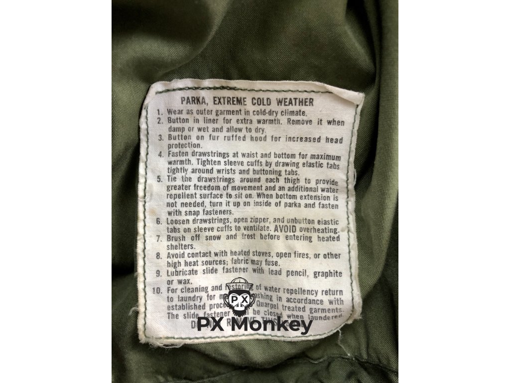 M 65 PARKA, EXTREME COLD WEATHER (FISHTAIL) - 1972 - MEDIUM M 65 PARKA, EXTREME COLD WEATHER (FISHTAIL) - 1972 - MEDIUM