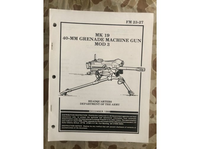 Manuál MK 19 40mm Grenade Machine Gun Mod 3