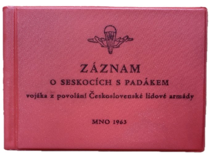 Záznam o seskocích s padákem vojáka z povolání ČSLA - 1963