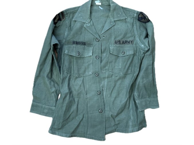 US Army OG-107 Shirt | 101st Airborne & ASA Combat Patch | Bross | 1970