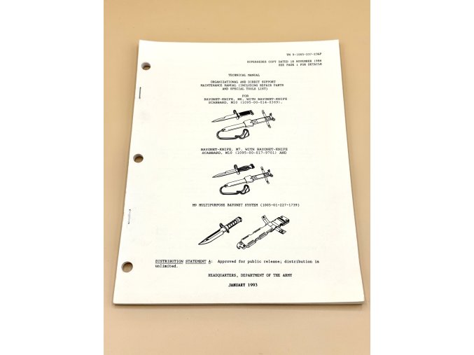 Originální technický manuál US Army: Bodáky M6, M7 a M9 | 1993