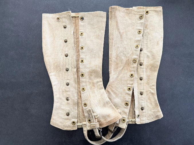Original WWII USMC Canvas Leggings | Size 4 | Dated 1941 w/ Two Names