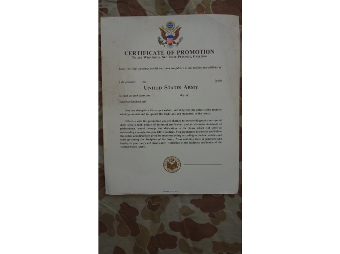 Certificate of promotion