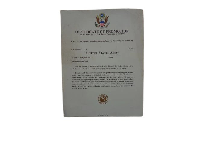 Certificate of promotion