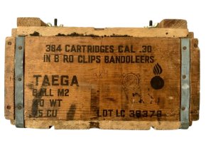 Bedna na munici - US Cal. 30 in 8 RD Clips Bandoleers