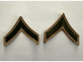 Original USMC PFC Sleeve Rank Insignia (Pair) | Green on Khaki | Used