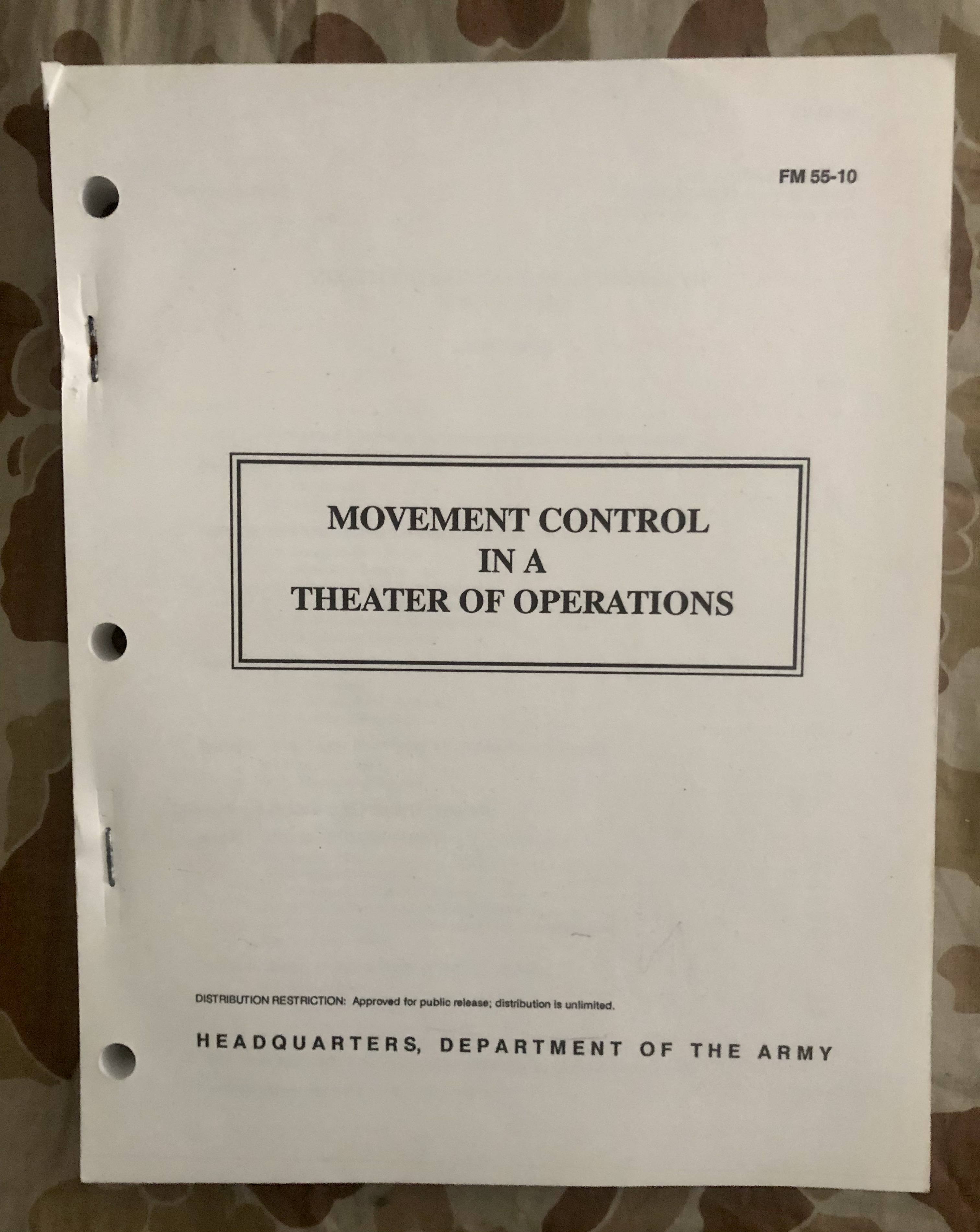 Manuál Movement Control in a theater of operations
