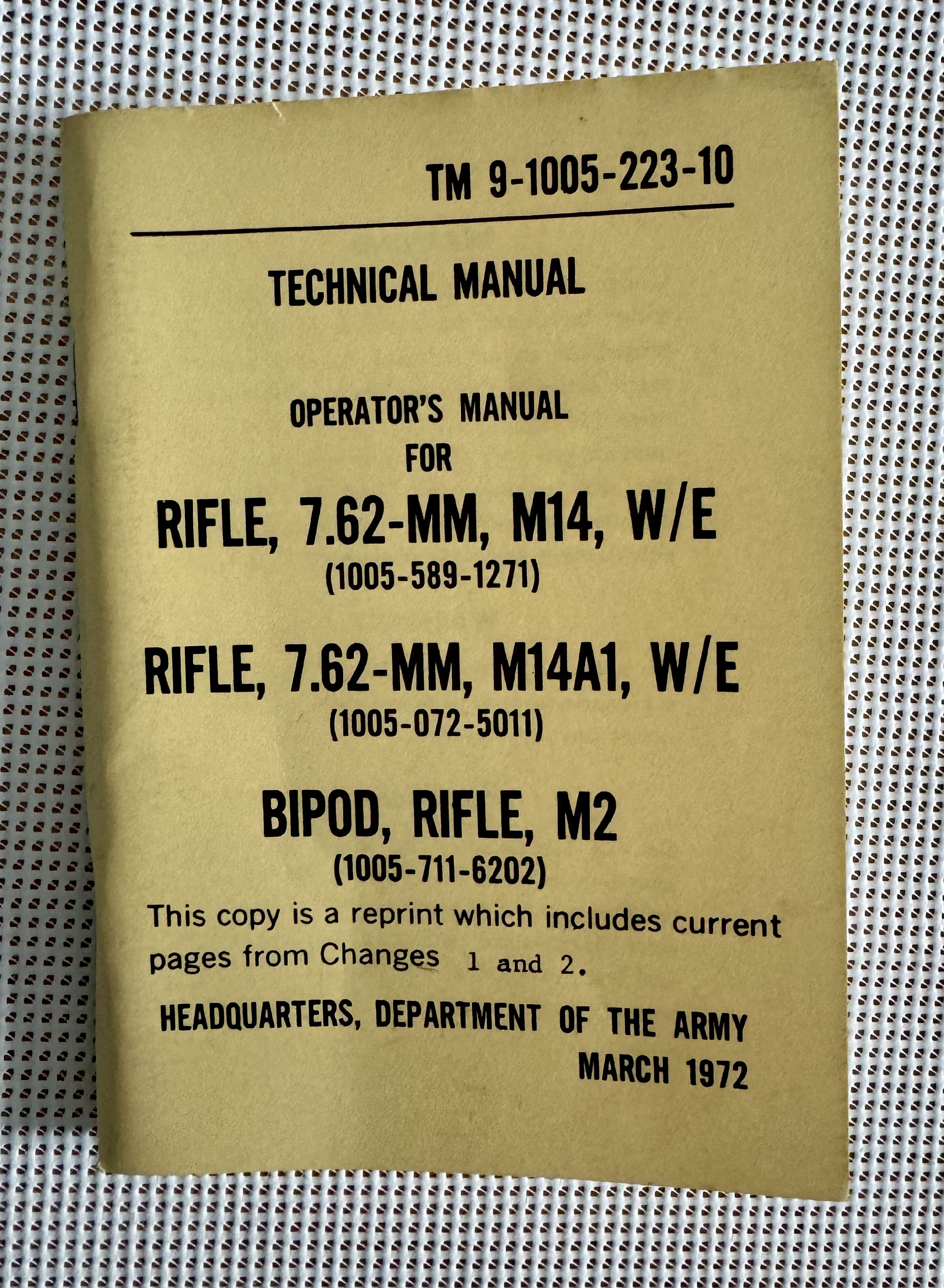 TM 9-005-223-10 Rifle, 7.62mm, M14