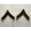 Original USMC PFC Sleeve Rank Insignia (Pair) | Green on Khaki | Used