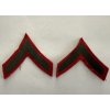 Original USMC PFC Sleeve Rank Insignia (Pair) | Green on Red | 1950s-60s