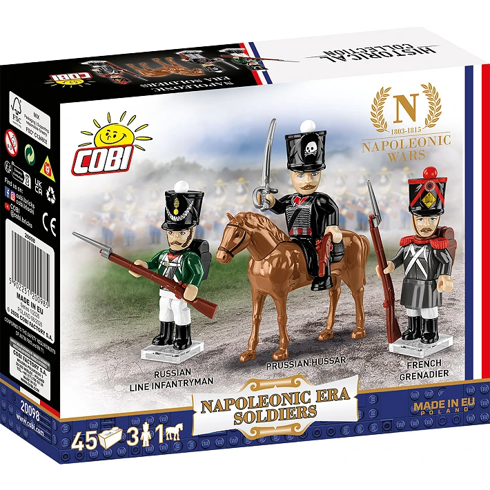 COBI 20098 Vojáci napoleonské éry – 3 figurky s doplňky a kůň
