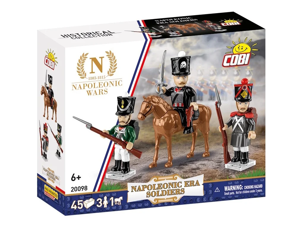 COBI 20098 Vojáci napoleonské éry – 3 figurky s doplňky a kůň