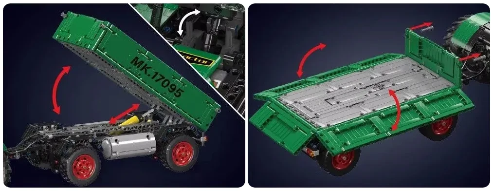 Mould King 17095 Traktor s valníkem a drapákem R/C
