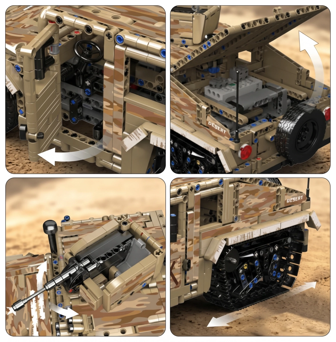 Mould King 20047 Pouštní kolopásové vozidlo Humvee R/C