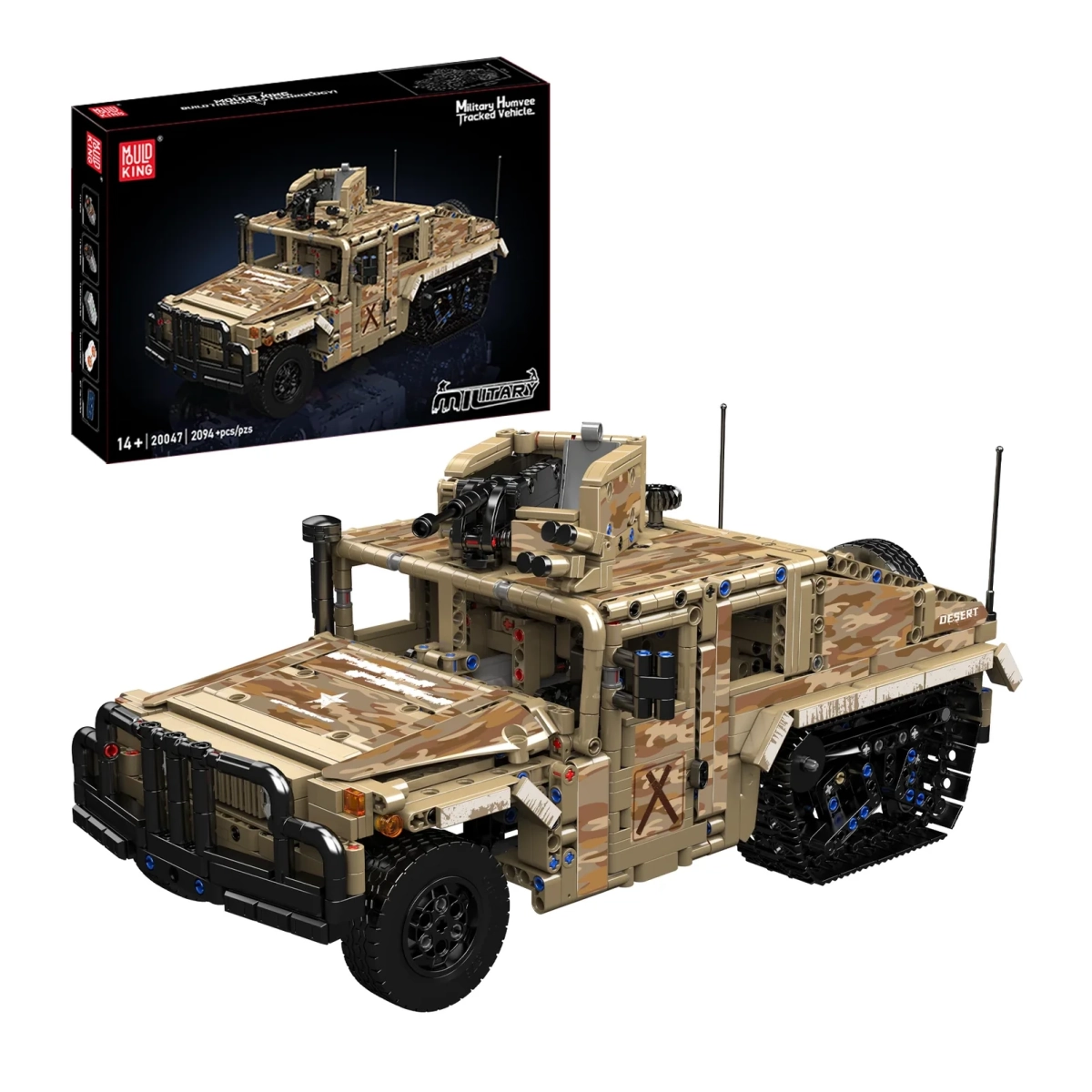 Mould King 20047 Pouštní kolopásové vozidlo Humvee R/C