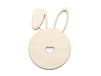 Fából készült alátét nyuszi szívvel, 14,5 cm