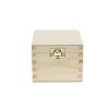 Magas, négyzet alakú fa doboz, mérete: 11 x 11 x 10,5 cm