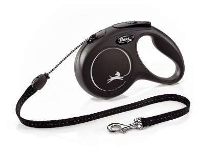 Flexi New Classic M snura 5m/20kg cerna