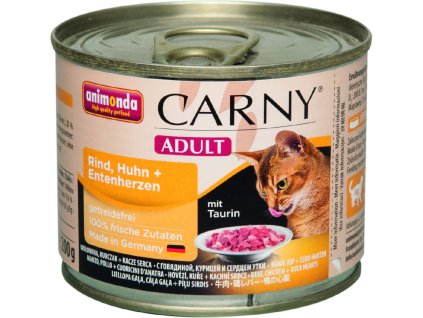 Konzerva Animonda Carny Adult hovězí+kuřecí+kach.srdce 200g