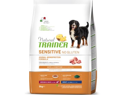 Natural Trainer Sensitive No gluten Adult M/M vepřové 3kg