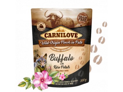 Kapsička Carnilove Dog Paté Buffalo with Rose Petals 300g