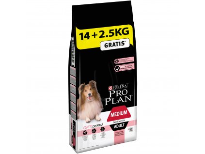 Purina Pro Plan Adult Medium Optiderma s lososem 14+2,5kg zdarma