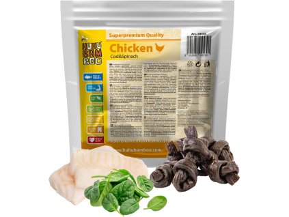 Huhubamboo kuřecí uzel se špenátem a treskou 200g