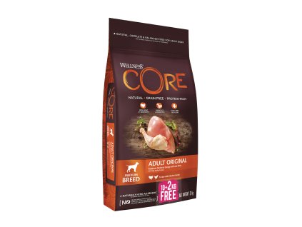 Wellness Core Dog Original kruta a kuře 10+2kg