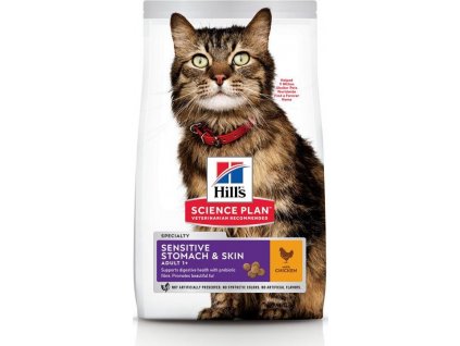 Hills Feline SP Adult Sensitive Stomach&Skin Kuře 7kg (expirace: 30.01.2021)