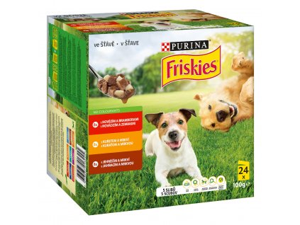 Kapsička FRISKIES ADULT Dog multipack hovězí, kuře, jehněčí ve šťávě 24x100g