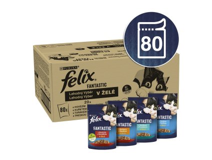 Felix Fantastic Multipack 1 (80 x 85 g) hovězí/kuře/tuňák/treska v želé