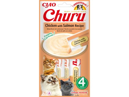 Churu cat masové pyré - kuře, losos 56g