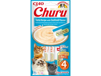 Churu cat masové pyré - tuňák, mořské plody 56g
