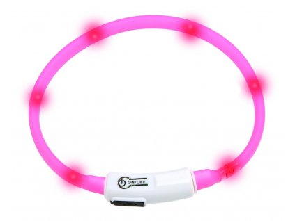 Karlie Visiolight svíticí LED obojek 35cm růžový