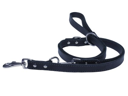 HUHUBAMBOO vodítko přepínací mastná kůže 2,5x240cm, černé