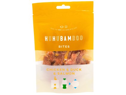 Huhubamboo kousky s kuřecím, kachním a lososem 75g