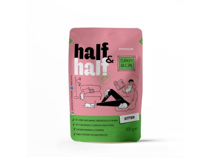 Kapsička Half&Half Kitten kousky v želé krůta 100 g
