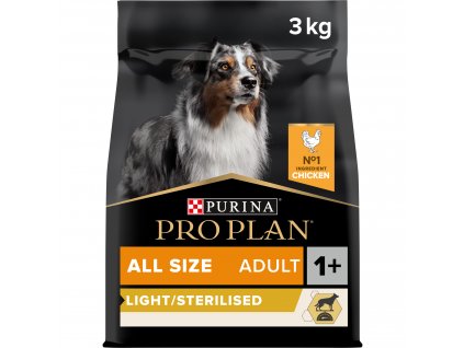 Pro Plan Dog Light/Sterilised Adult All Sizes kuře 3kg